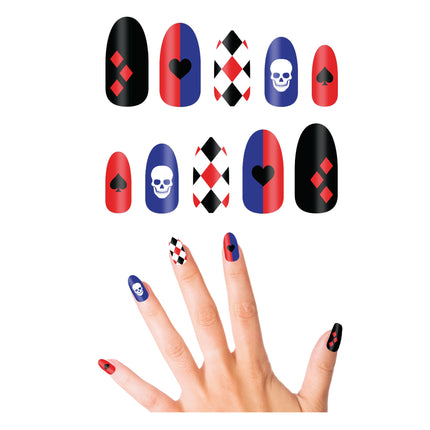 Halloweenowe sztuczne paznokcie Harley Quin 10szt