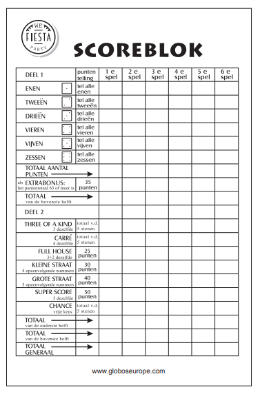 Yahtzee Scorepad 14,5 cm 250 stron
