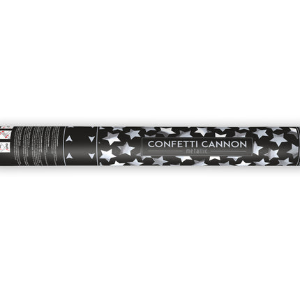 Konfetti Cannon Stars Silver 40cm