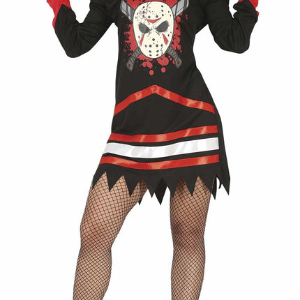 Kostium hokejowy na Halloween damski czerwono-czarny