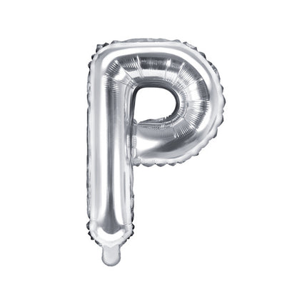 Balon foliowy litera P srebrny pusty 35 cm