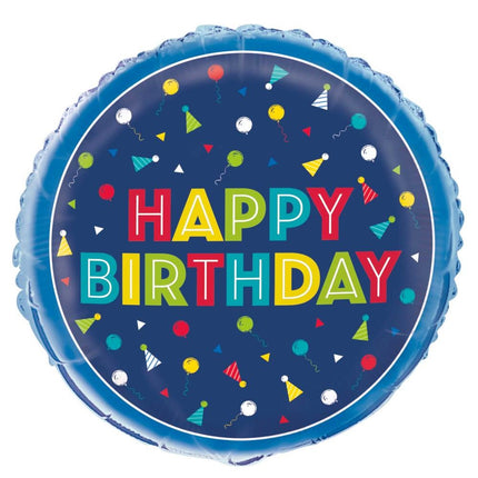 Balon z helem Happy Birthday Party Czapeczki 45cm puste