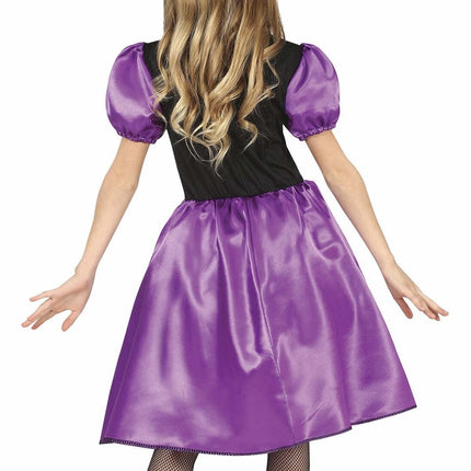 Kostium czarownicy na Halloween dla dziewczynki fioletowy