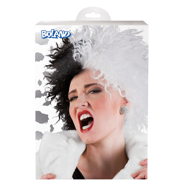 Peruka Cruella de Vil czarno-biała
