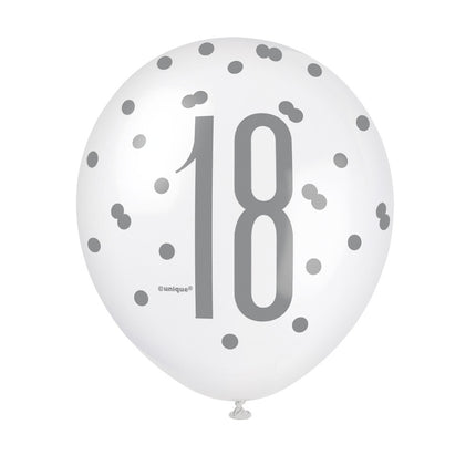 Balony 18 lat Kropki Czarne 30cm 6szt