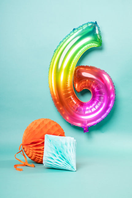 Balon foliowy Figurka 6 Rainbow XL 81cm pusty
