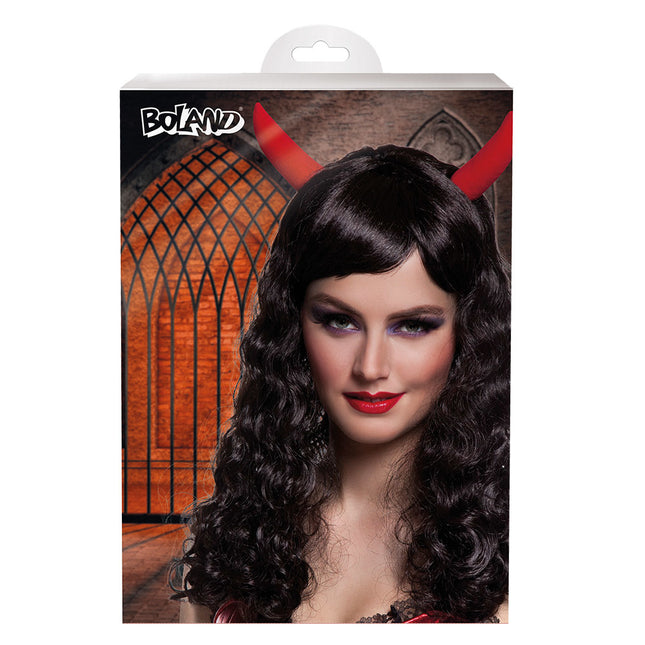 Peruka na Halloween Rogi Czarny