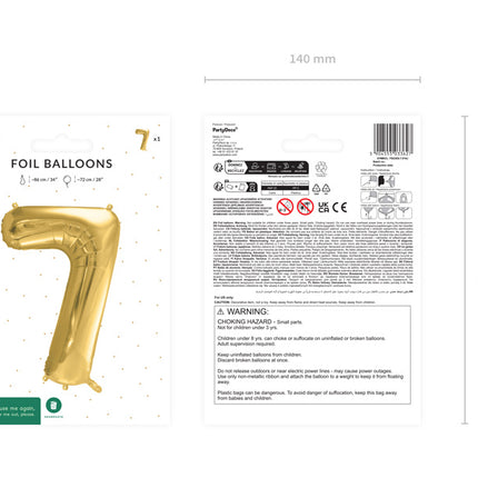 Balon z figurką 7 lat złoty pusty 72 cm