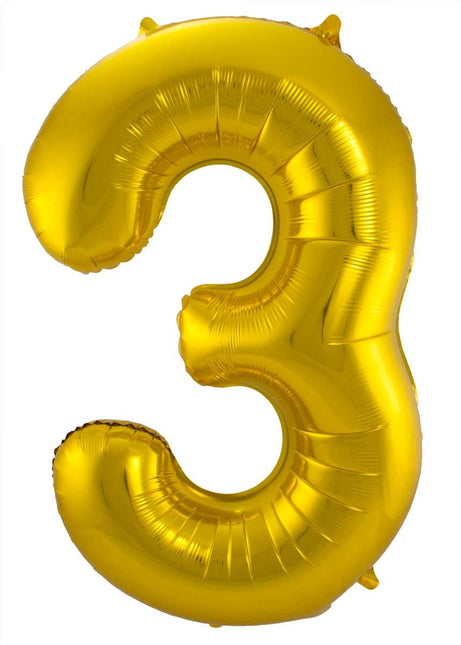 Balon foliowy Figurka 3 Gold Metallic XL 86 cm pusty