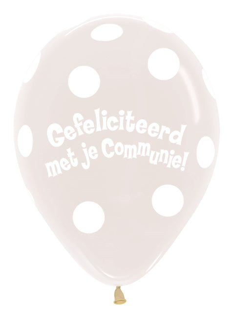 Balony komunijne kropki przezroczyste 30cm 25szt