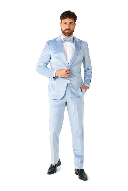 Jasnoniebieski aksamitny smoking męski <tc>OppoSuits</tc>