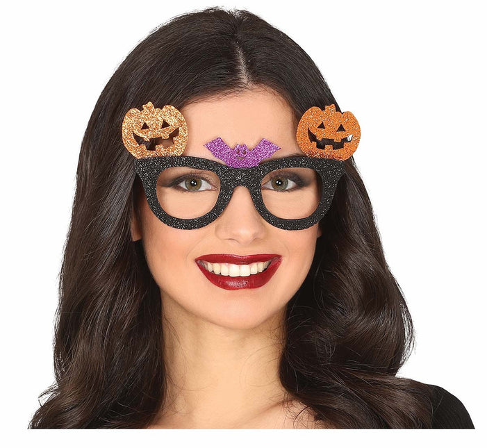 Okulary na Halloween z dyniowym brokatem