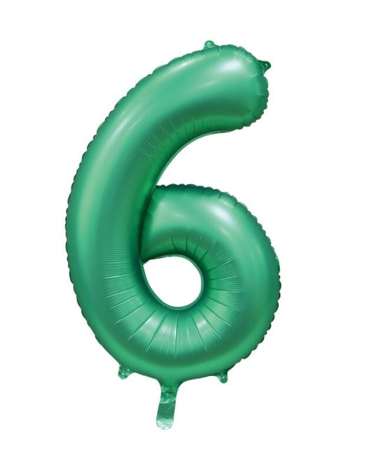 Balon z zieloną figurką 6 lat, połysk 86 cm