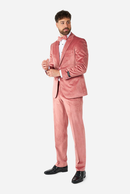 Jasnoróżowy aksamitny smoking męski <tc>OppoSuits</tc>