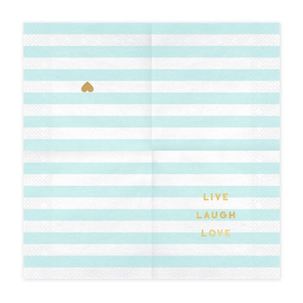 Jasnoniebieskie serwetki Live Laugh Love 33cm 20szt