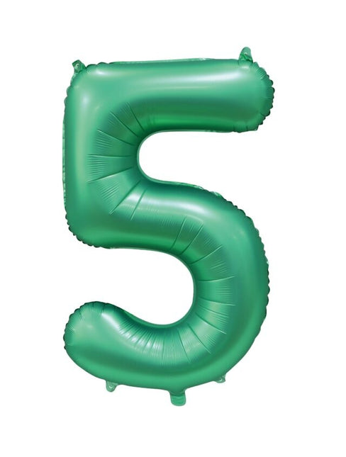 Zielony balon z cyfrą 5 lat, połysk 86 cm