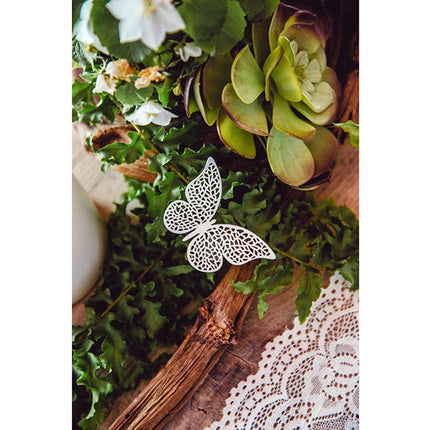 Dekoracja stołu Papierowy motyl Biały 6,5cm 10szt