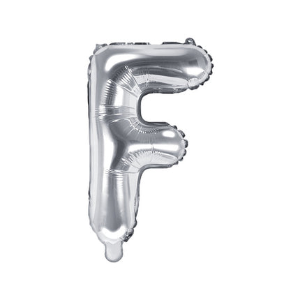 Balon foliowy litera F srebrny pusty 35cm