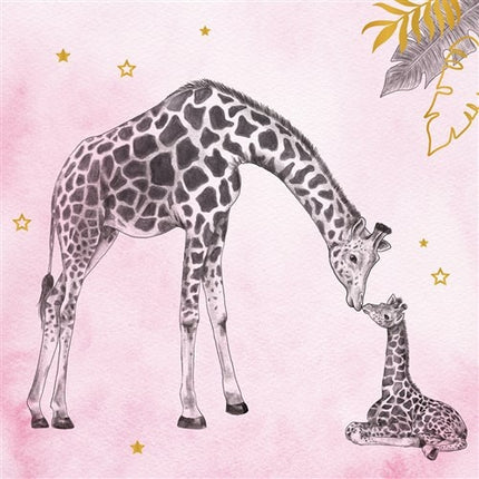 Serwetki urodzinowe Różowe Safari 25cm 20szt