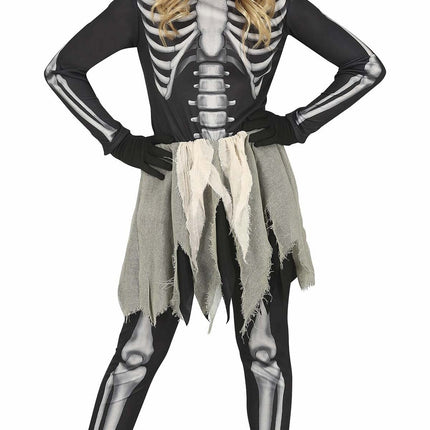 Kostium szkieletu na Halloween dla dziewczynki czarny