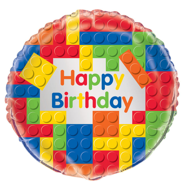 Balon helowy Lego Happy Birthday 45cm pusty