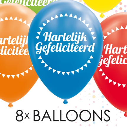 Kolorowe balony Happy Birthday 30,5cm 8szt