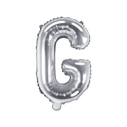 Balon foliowy litera G srebrny pusty 35 cm