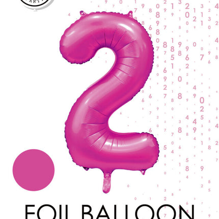 Balon z numerem fuksja 2 lata, połysk 86 cm