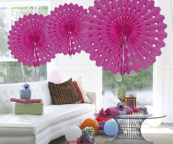 Wachlarz papierowy Fuchsia 45 cm