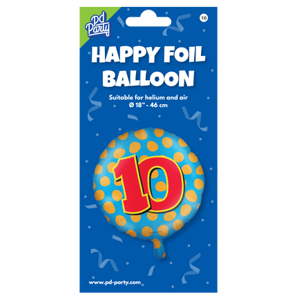 Balon helowy 10 lat kolorowy pusty 46 cm