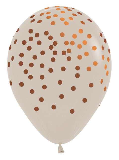 Balony Konfetti Biały Piasek 071 Miedziany Tusz 30cm 25szt