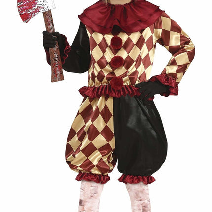 Kostium Klauna Horrora na Halloween dla dziecka czerwony