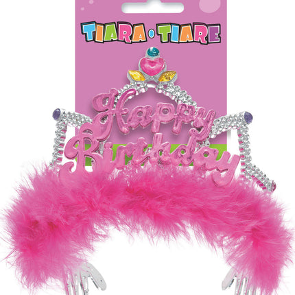 Korona księżniczek Happy Birthday różowa