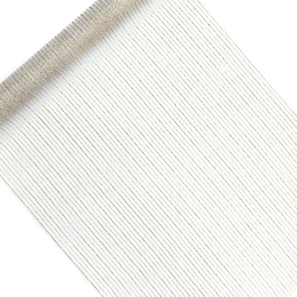 Biała tkanina z organzy w złote paski 48cm 9m