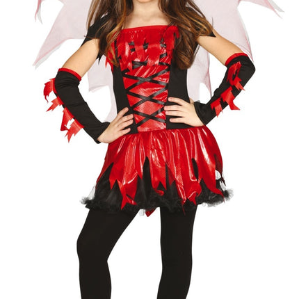 Kostium diabła na Halloween dla dziewczynki czerwony