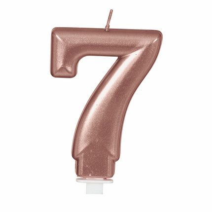 Świeca w kolorze różowego złota 7 lat 8 cm