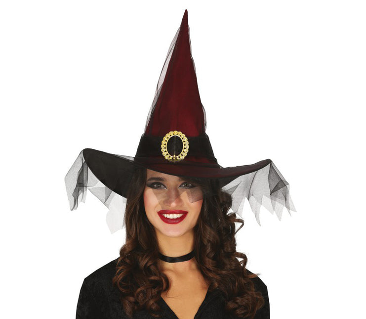Kapelusz czarownicy na Halloween czerwony