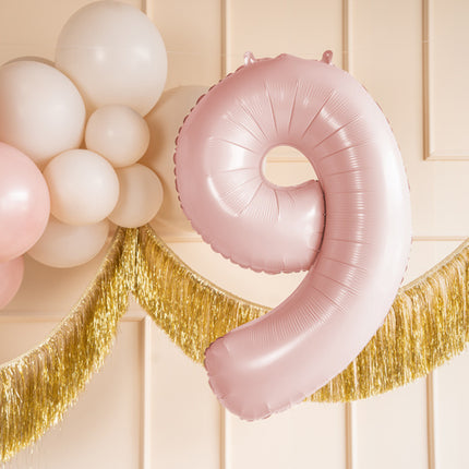 Balon z figurką na 9 lat Jasnoróżowy Pusty 72cm
