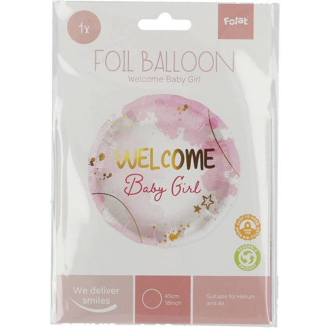 Balon helowy Welcome Girl różowy pusty 45 cm