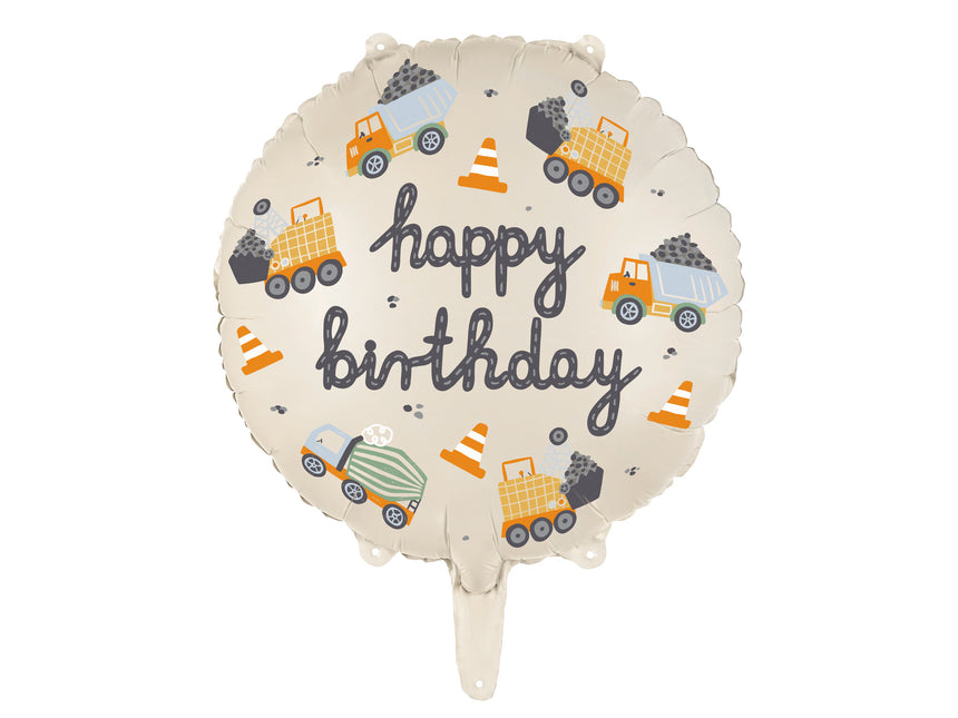 Urodzinowy balon helowy pojazdy budowlane pusty 45 cm