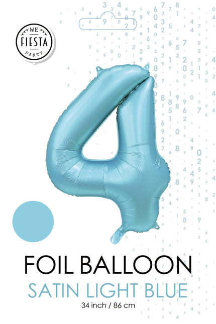 Jasnoniebieski balon foliowy 4 lata połysk 86 cm