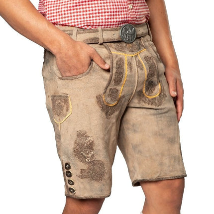 Skórzane krótkie buty Lederhose w kolorze szarym z paskiem