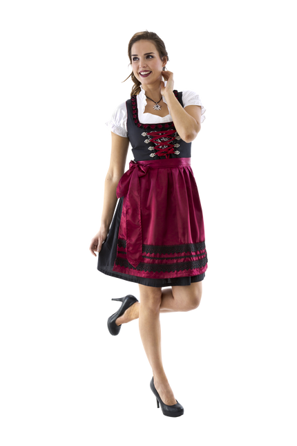Czarno-czerwona sukienka Dirndl Oktoberfest Ladies Bordeaux