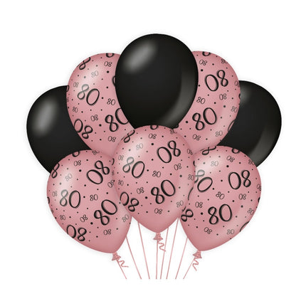 Balony na 80 lat Róża Czarna 30cm 8szt