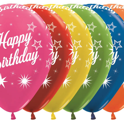 Balony Happy Birthday Sparkle Metallic Mix 30cm 25szt
