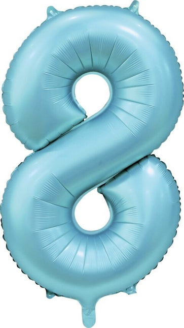 Jasnoniebieski balon foliowy 8 lat, połysk 86 cm