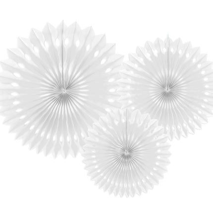 Wachlarze papierowe białe Zestaw 20-30 cm 3 szt.