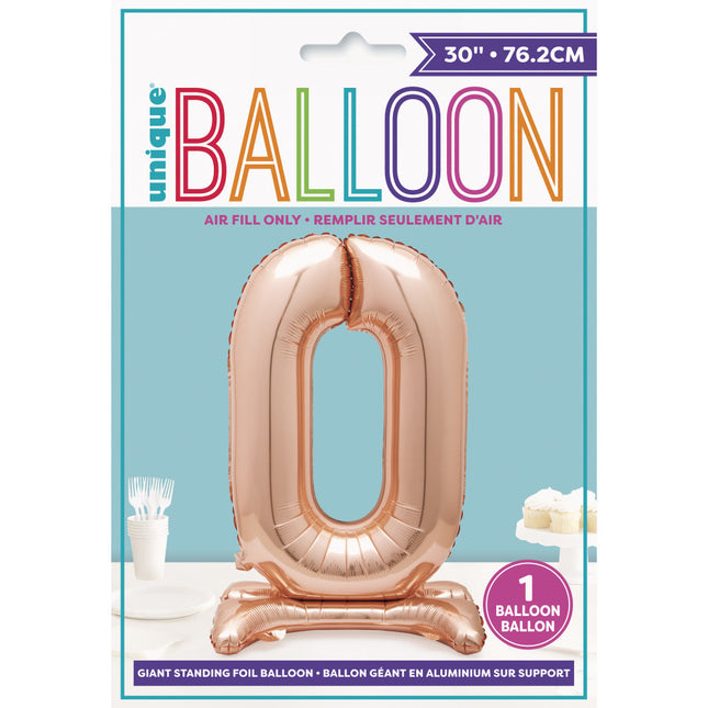 Balon foliowy Figura 0 Rose Gold Standard 76 cm