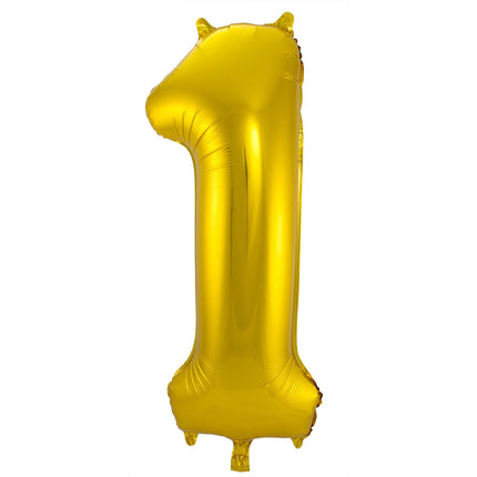 Balon foliowy figura 1 złoty metaliczny XL 86 cm pusty