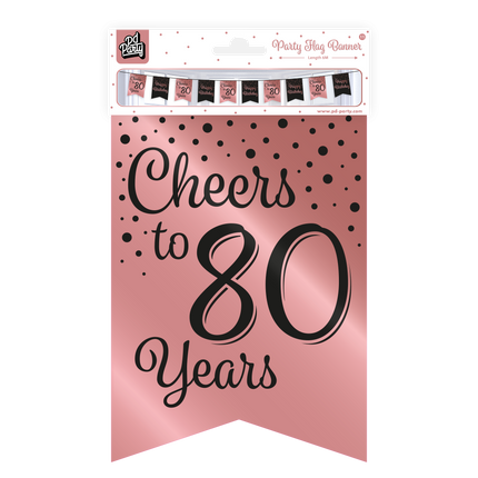 Baner 80 lat różowy czarny 6m